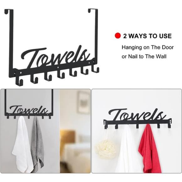 Over The Door Hooks, Towel Rack for Bathroom Towel Holder for Hanging Heavy Duty - Picture 3 of 6